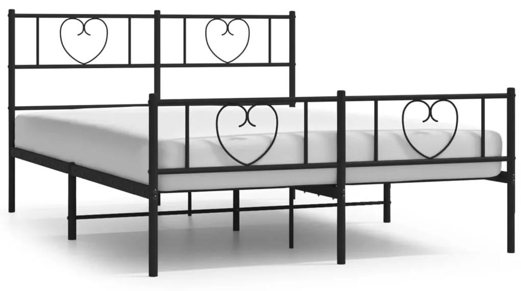 355479 vidaXL Cadru pat metalic cu tăblie de cap/picioare, negru, 120x200 cm