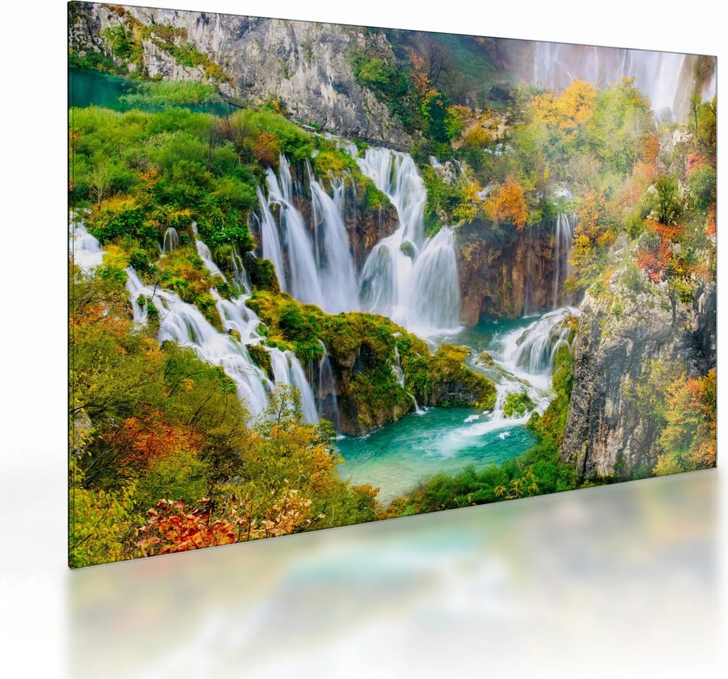 Tablou pe sticlă - Parcul Național Lacurile Plitvice (70x50 cm)