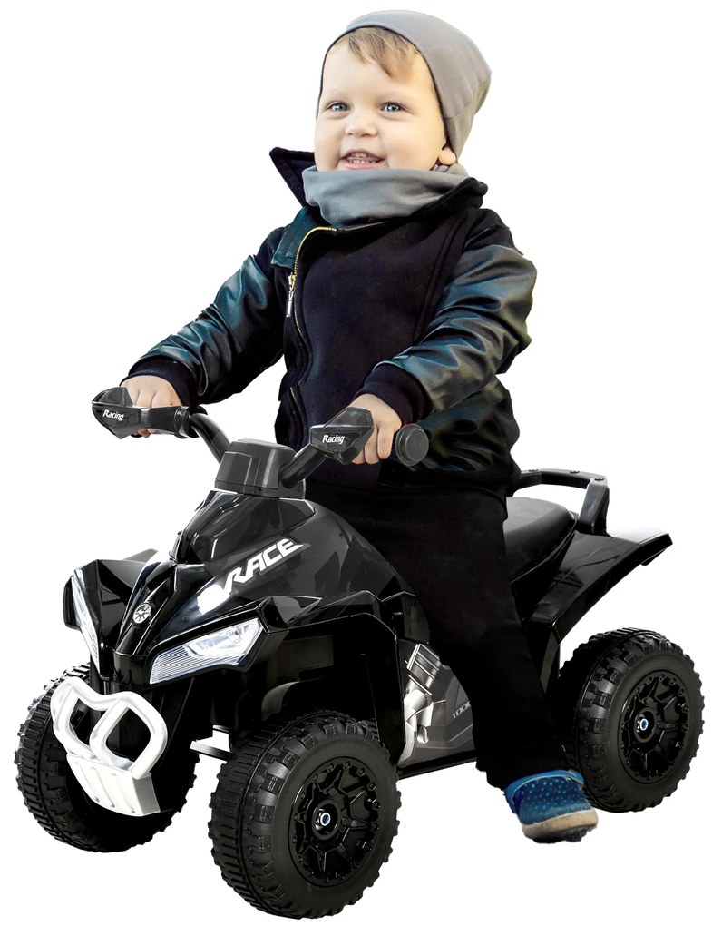 HOMCOM Porteur Copii Quad 18-36 Luni dim. 67L x 38l x 44H cm Efecte Luminoase și Sonore Negru | Aosom Romania