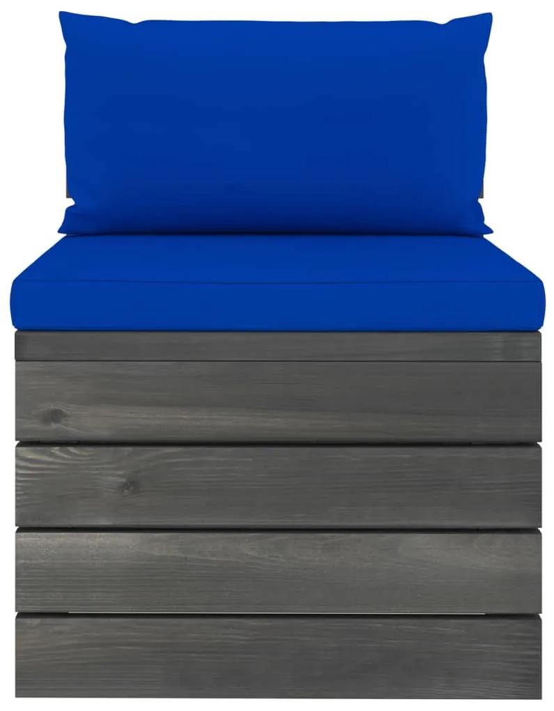 Set mobilier gradina din paleti, 9 piese, cu perne, lemn de pin Albastru, 9