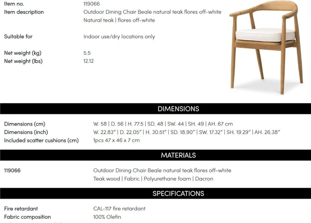 Scaun elegant design LUX Beale natur/ off-white