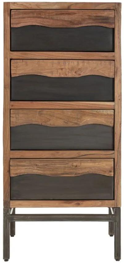 Dulap cu 4 sertare maro din lemn de Acacia, 45x40x100 cm, Yellowstone Mauro Ferretti