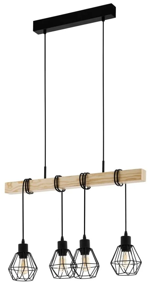 Lustră neagră/în culoare naturală cu abajur din metal TOWNSHEND 5 – EGLO