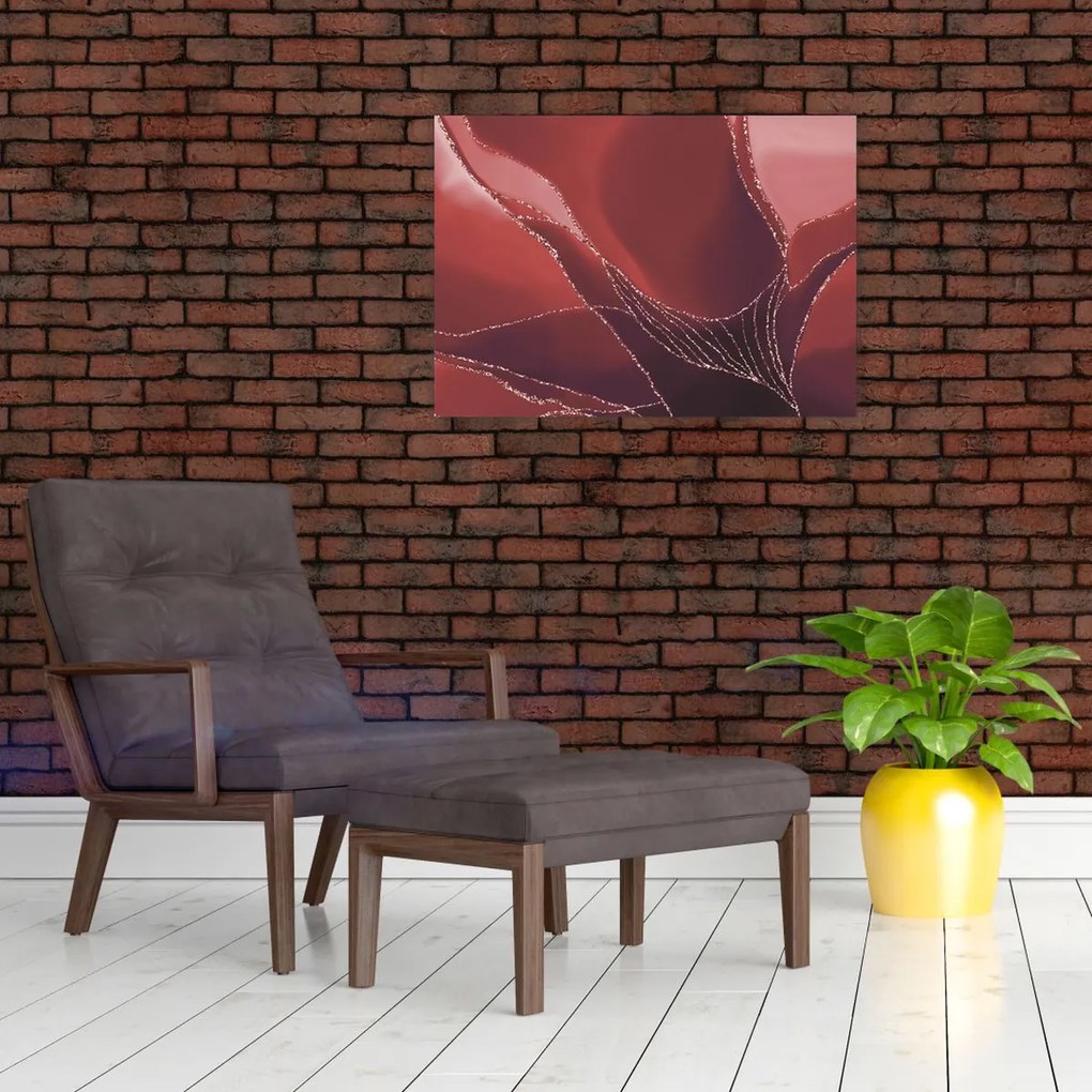 Tablou pe sticlă - Floare abstractă roșie N⁰2 (70x50 cm)