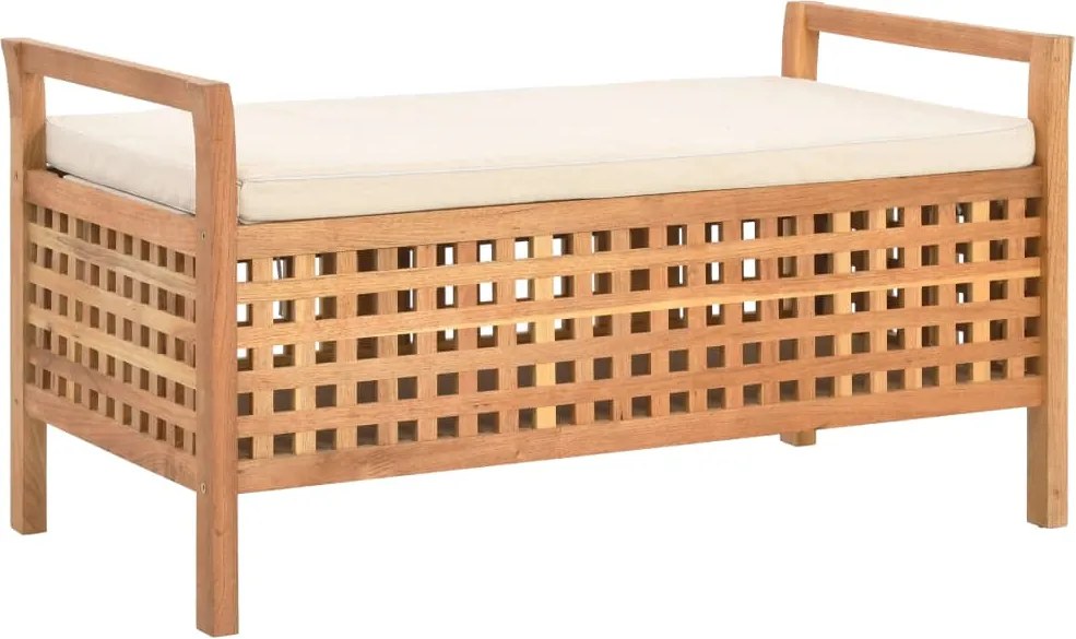 vidaXL Bancă de depozitare, 93 x 49 x 49 cm, lemn masiv de nuc