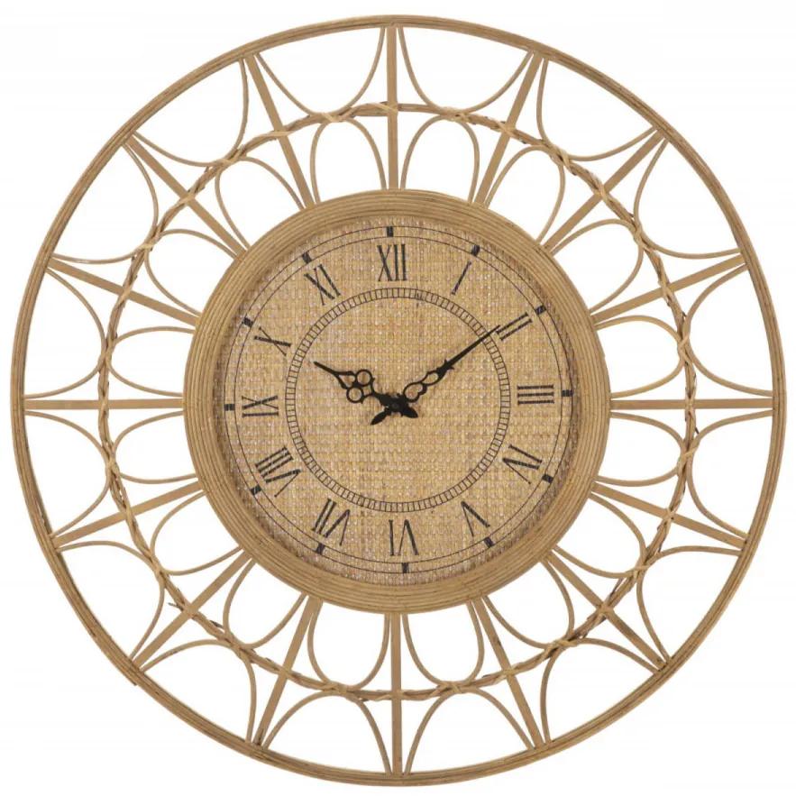Ceas decorativ finisaj natural din Ratan, ∅ 76 cm, Panama Mauro Ferretti