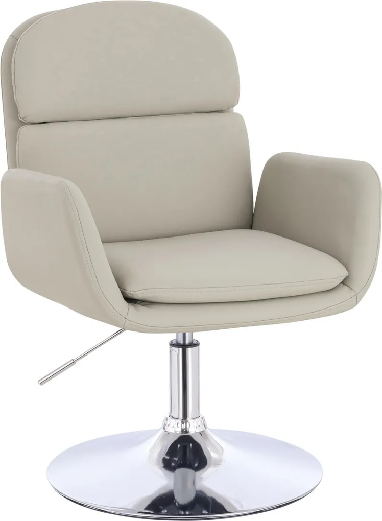 HR480N Scaun Ecru Piele Ecologica Premium Soft cu Bază Cromata