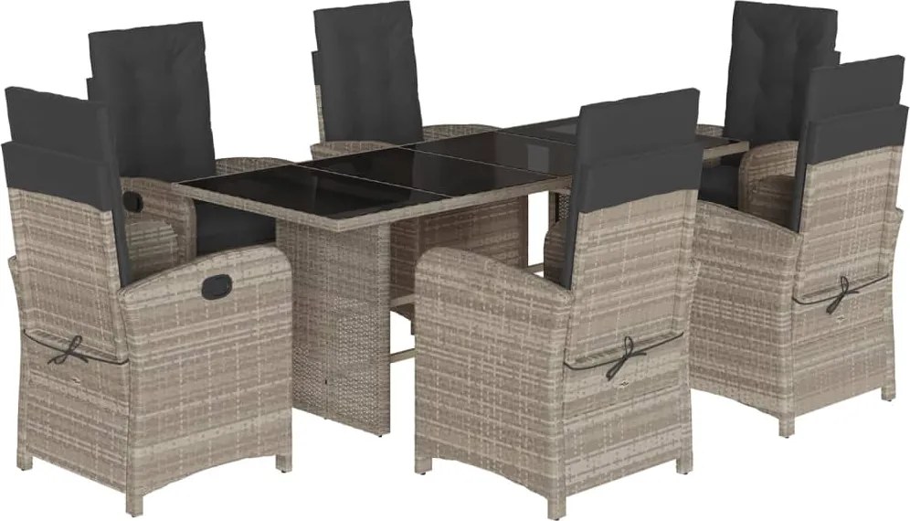 vidaXL Set mobilier de grădină cu perne, 7 piese gri deschis poliratan