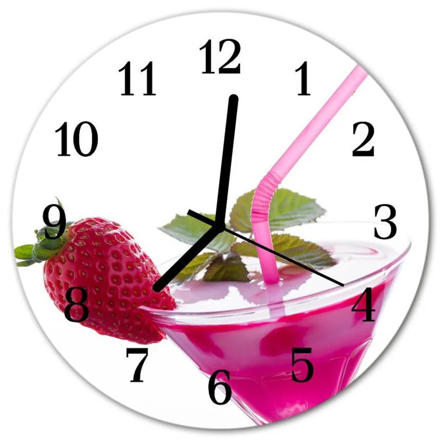 Ceas de perete din sticla rotund Cocktail Alimente și băuturi roz