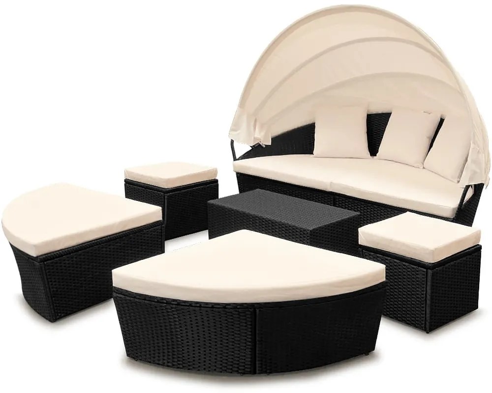 Deuba Pat de gradina din ratan LAZY BIG - negru 230 cm