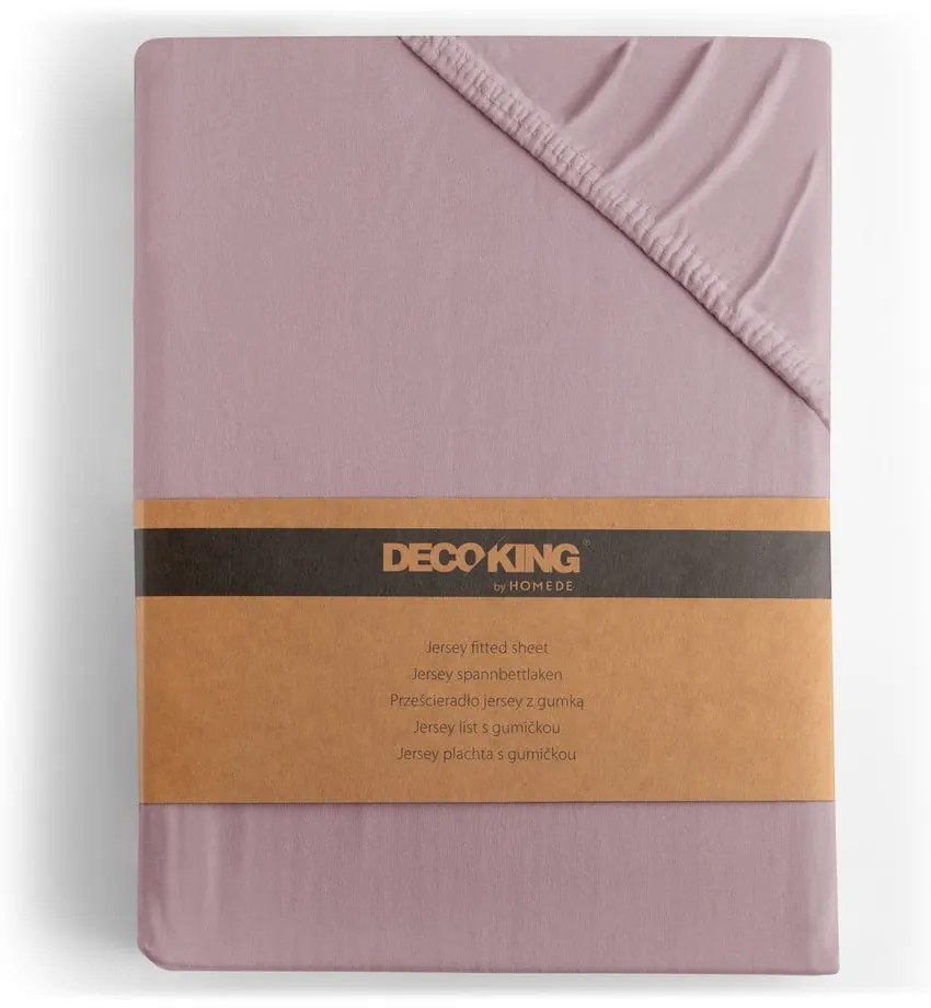 Cearceaf roz prăfuit din jerseu cu elastic 180x200 cm Amber – Restilo