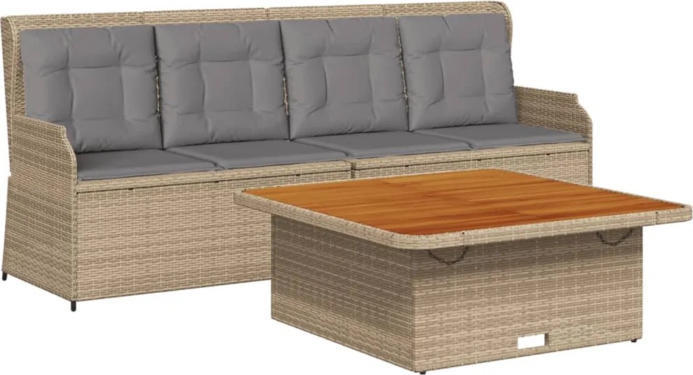 vidaXL Set canapele de grădină, 3 piese, cu perne, bej, poliratan