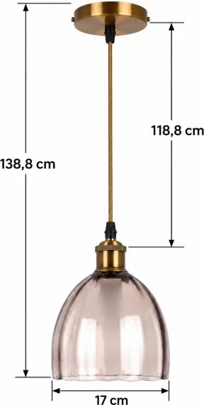 BRILAGI-LED Lustră pe cablu RETRO GLASS 1xE27/60W/230V Ø 17 cm auriu/bej fumuriu