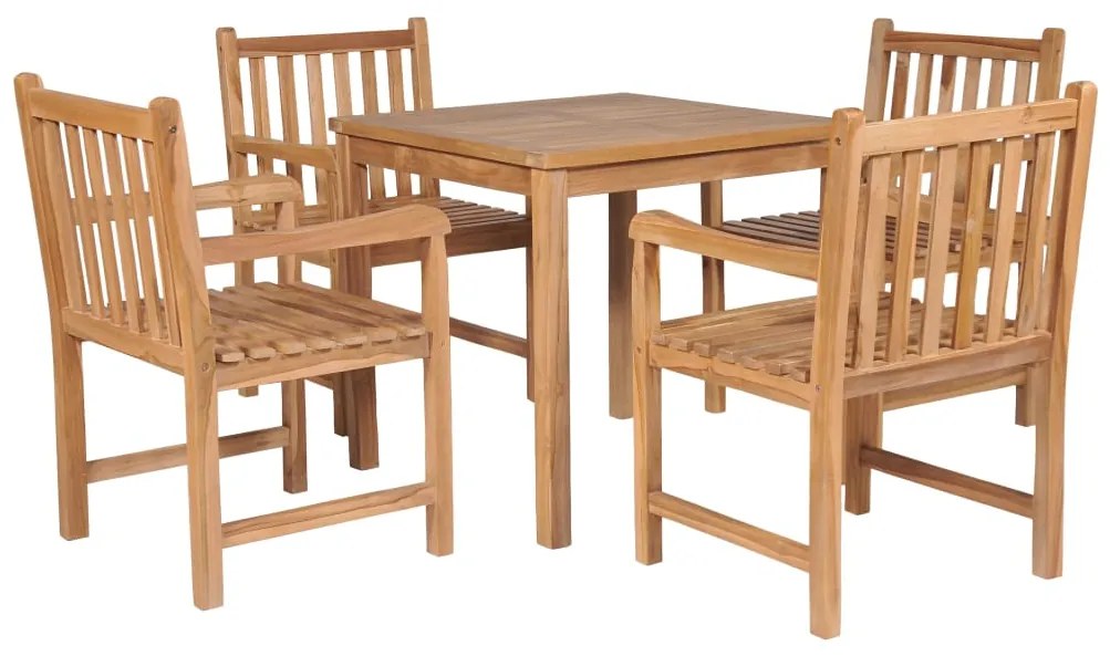 vidaXL Set mobilier de exterior, 5 piese, lemn masiv de tec