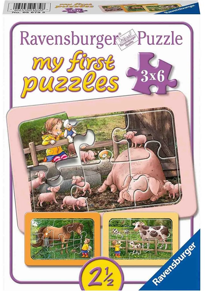 PUZZLE ANIMALE DE LA FERMA, 3X6 PIESE - RAVENSBURGER (RVSPC05679)