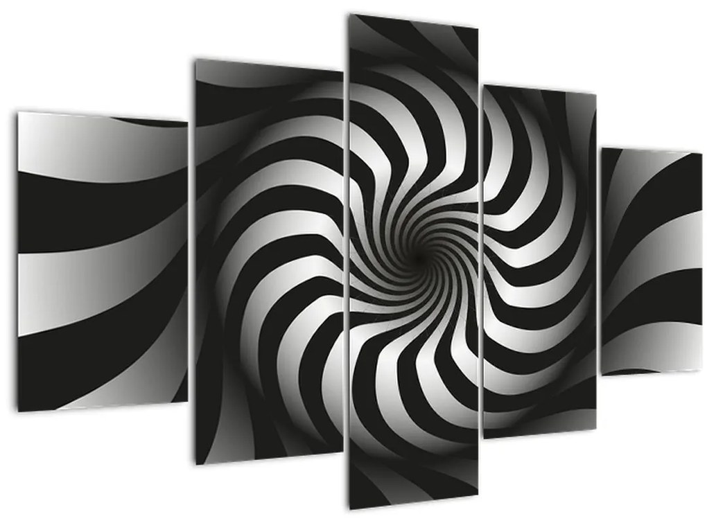 Tablou abstract cu spirala alb neagră (150x105 cm)