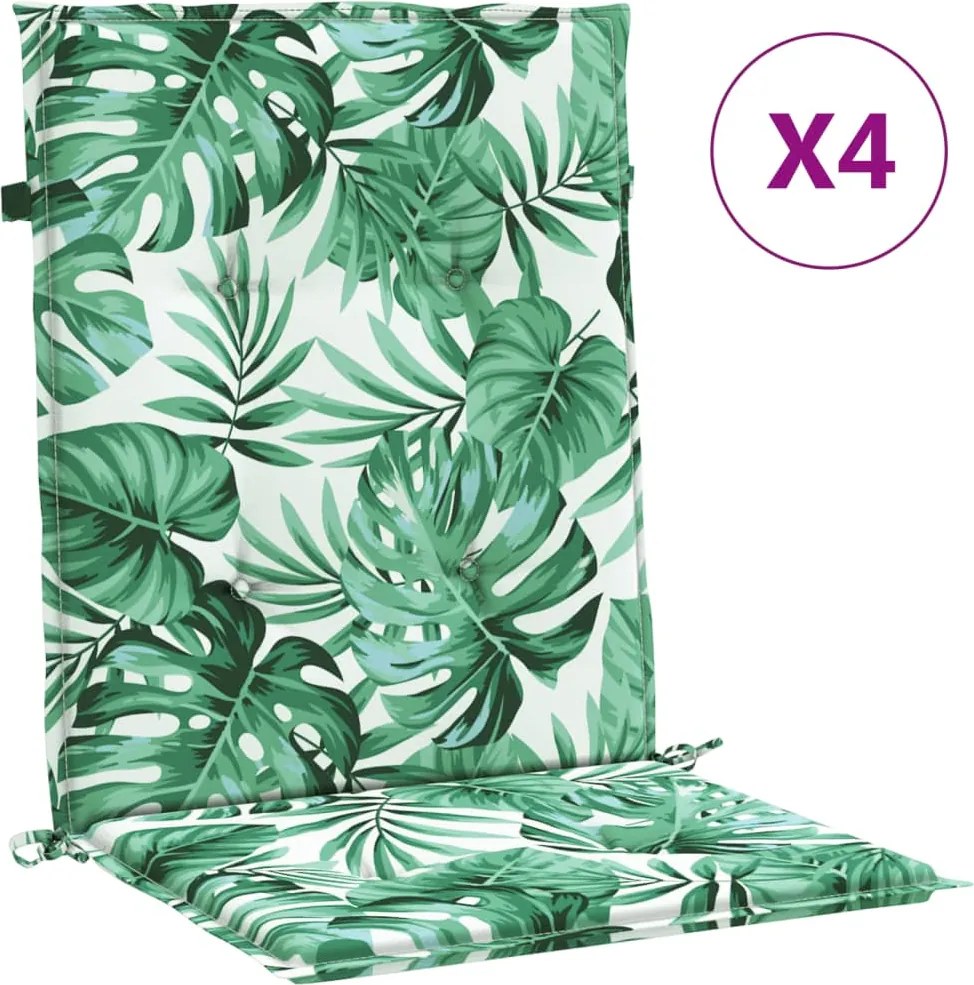 vidaXL Perne de scaun spătar jos, 4 buc., model frunze, textil