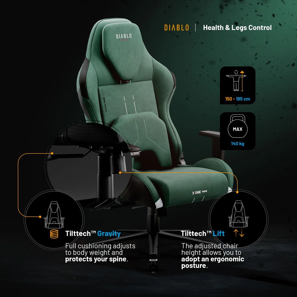Scaun de gaming Diablo X.One Prime Forest Green Normal Size