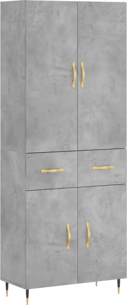 vidaXL Dulap înalt, gri beton, 69,5x34x180, lemn compozit