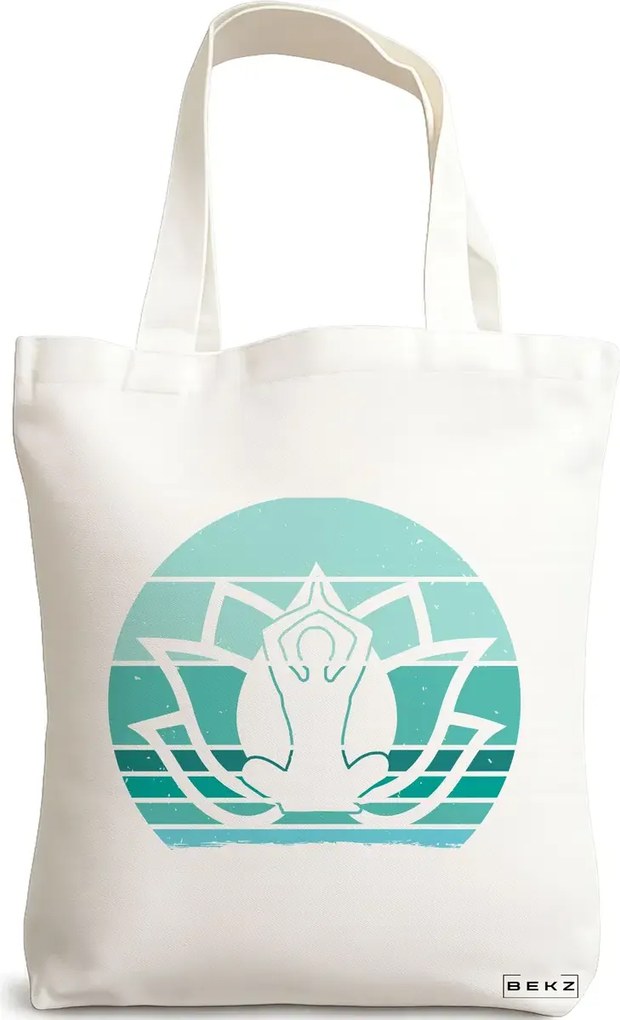 Sacosa de Panza pentru Cumparaturi, Geanta Tote Yoga 13, 38x34.5 cm, Alba, BEKZ®