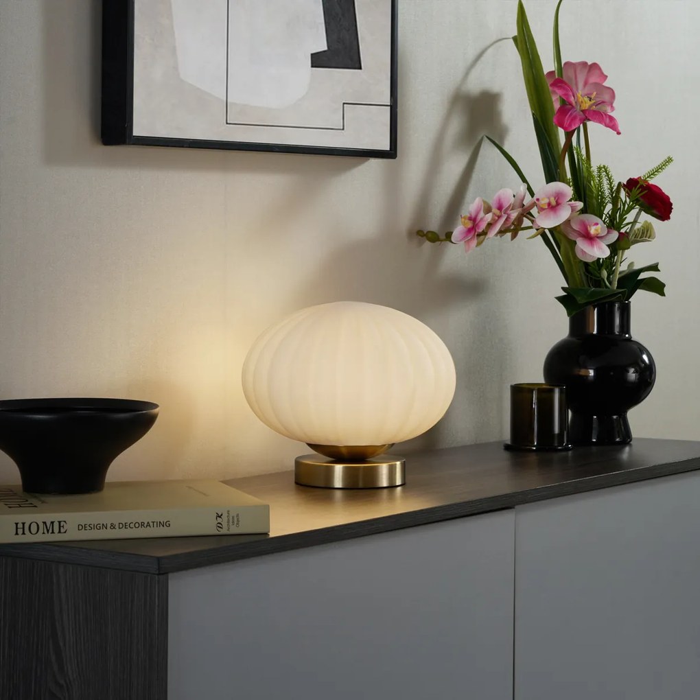 Lampă de masă de design din alamă cu sticlă opal - Mochi