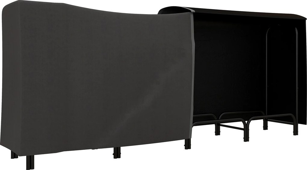Outsunny Suport pentru Lemne din Metal cu Suport Reglabil, Geantă de Transport și Husă Impermeabilă, 240x36x99 cm, Negru | Aosom Romania