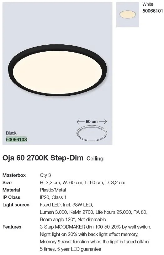 Plafoniera LED design silm IP20 Oja 60 IP20 2700K