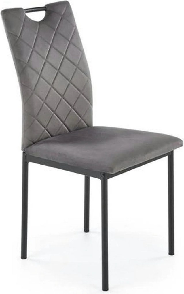 Scaun K577, gri - HLR 21, stofa catifelata/otel, 43x53x93 cm