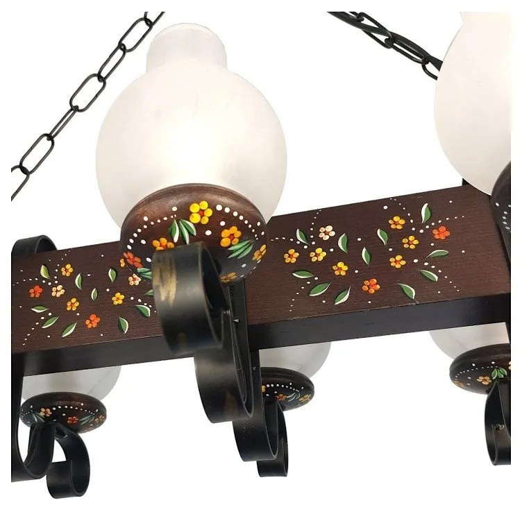 Candelabru rustic fabricat manual din lemn pictat 6 brate Vela