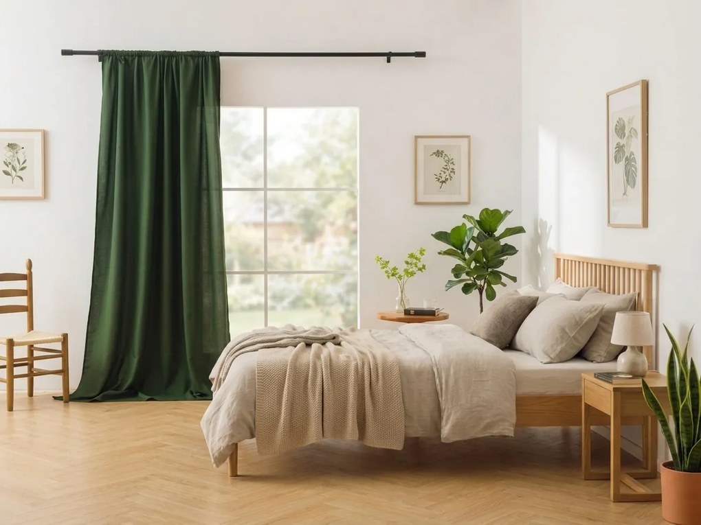 Draperie OXFORD LIGHT 140x250 cm, verde inchis Agatat: Inele metalice