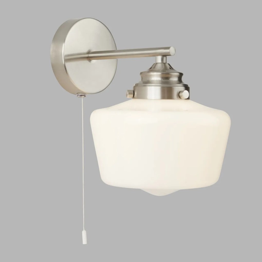 Aplica de perete baie design clasic IP44 School House argintiu satin 8708-1SS SRT
