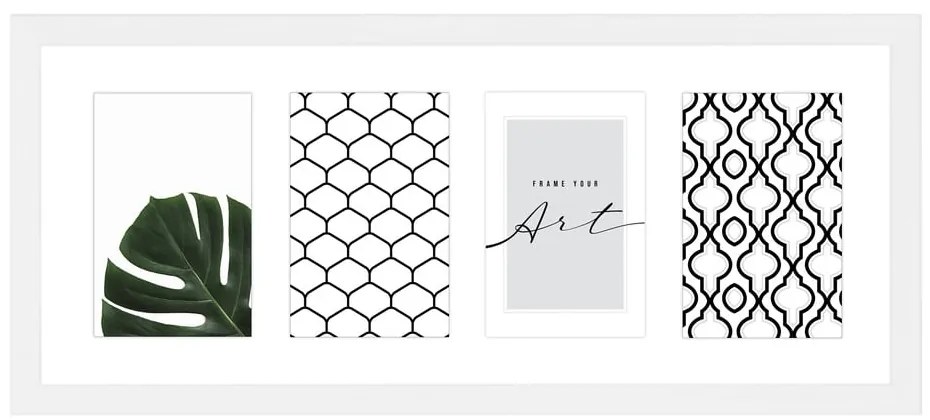 Ramă foto albă de perete din plastic 50x20 cm