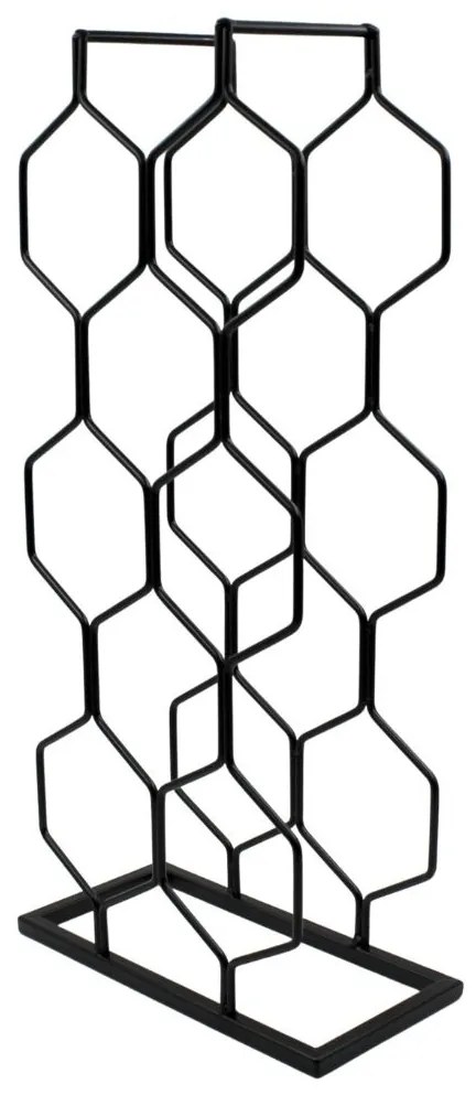 Suport de vin, 8 sticle, metal, 23x11x48 cm, negru