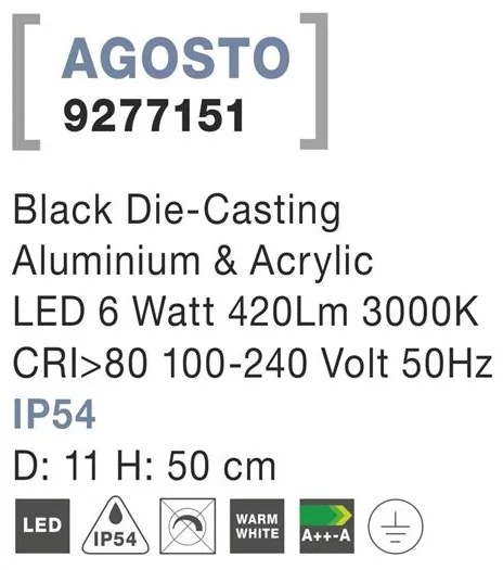Stalp LED iluminat exterior IP54 AGOSTO H-50cm NVL-9277151