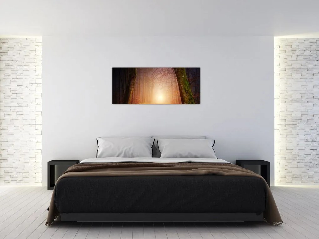 Tablou cu pădurea toamna în ceață (120x50 cm)