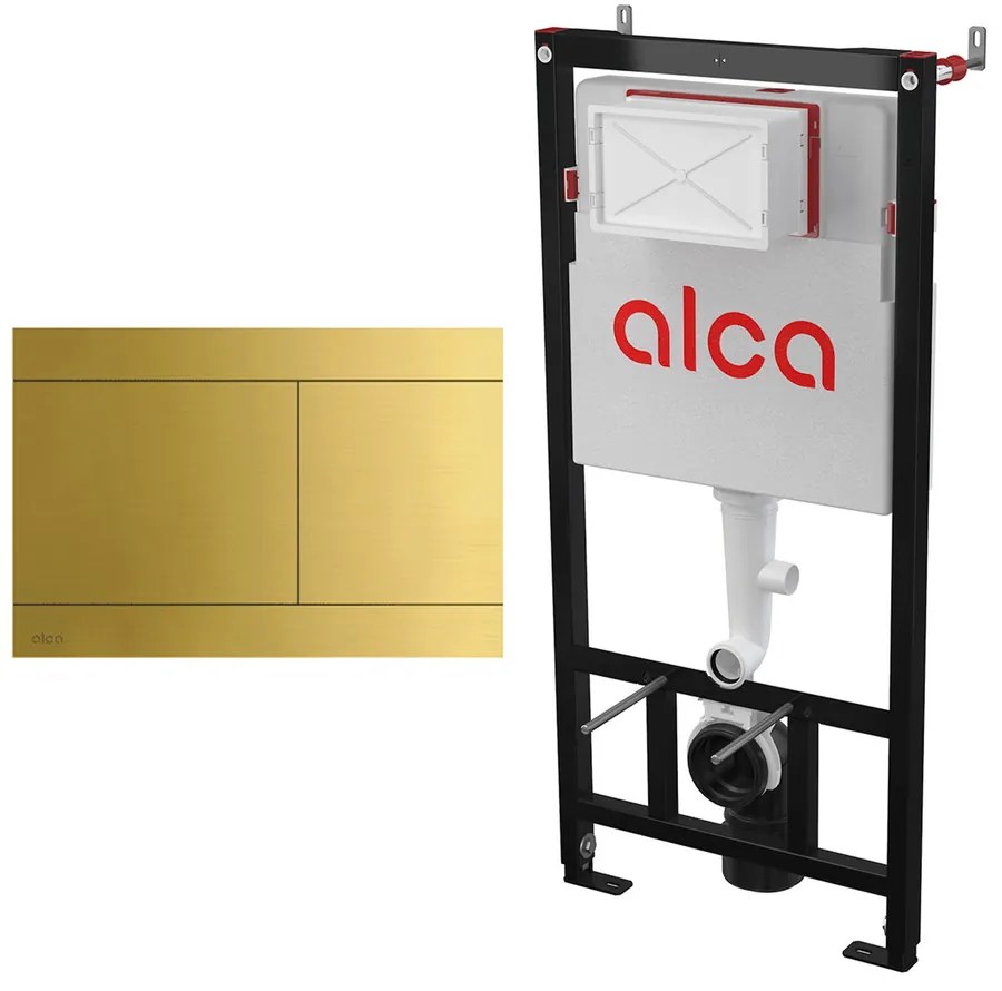 Set rezervor WC cu cadru incastrat Alca AM101/1120 si clapeta de actionare FUN-BRASS alama