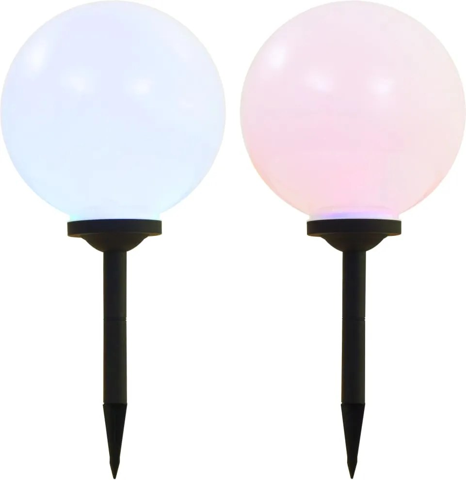 vidaXL Lămpi solare de exterior cu LED, 2 buc, 30 cm, RGB, sferic