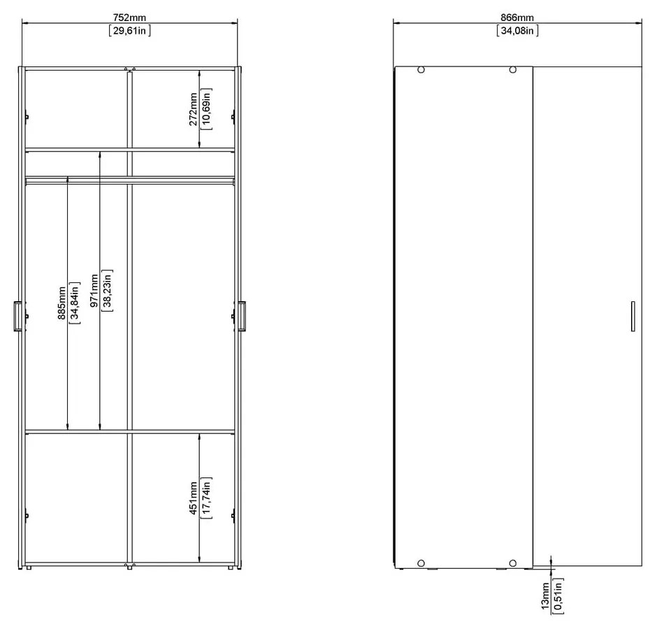 Șifonier alb 78x175 cm Space – Tvilum