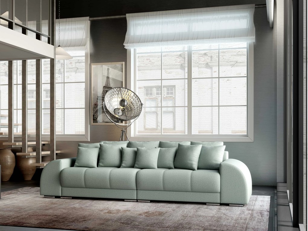 Canapea extensibilă dumonde cu 2 lăzi de depozitare si sezut confortabil din spuma high-density, Verona Enjoy Mint 310x100 cm