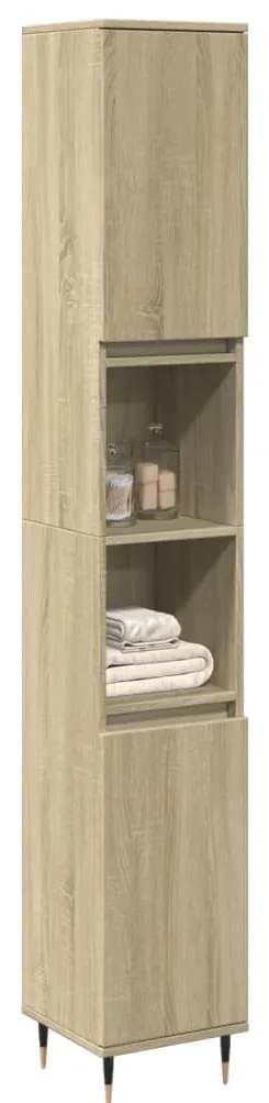 vidaXL Dulap de baie, stejar sonoma, 30x30x190 cm, lemn prelucrat