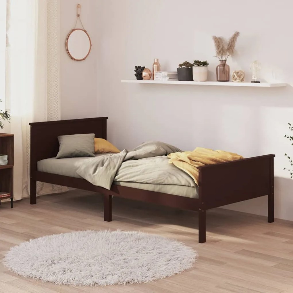 322196 vidaXL Cadru de pat, maro închis, 100x200 cm, lemn masiv de pin