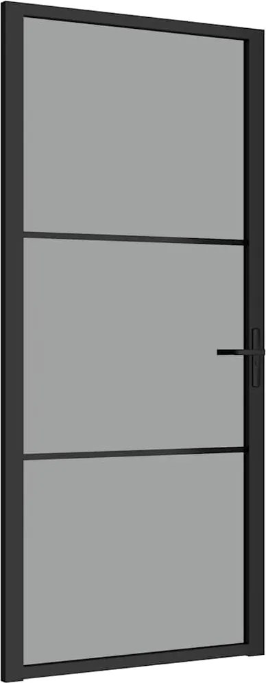 vidaXL Ușă de interior, 93x201,5 cm, negru, sticlă ESG și aluminiu