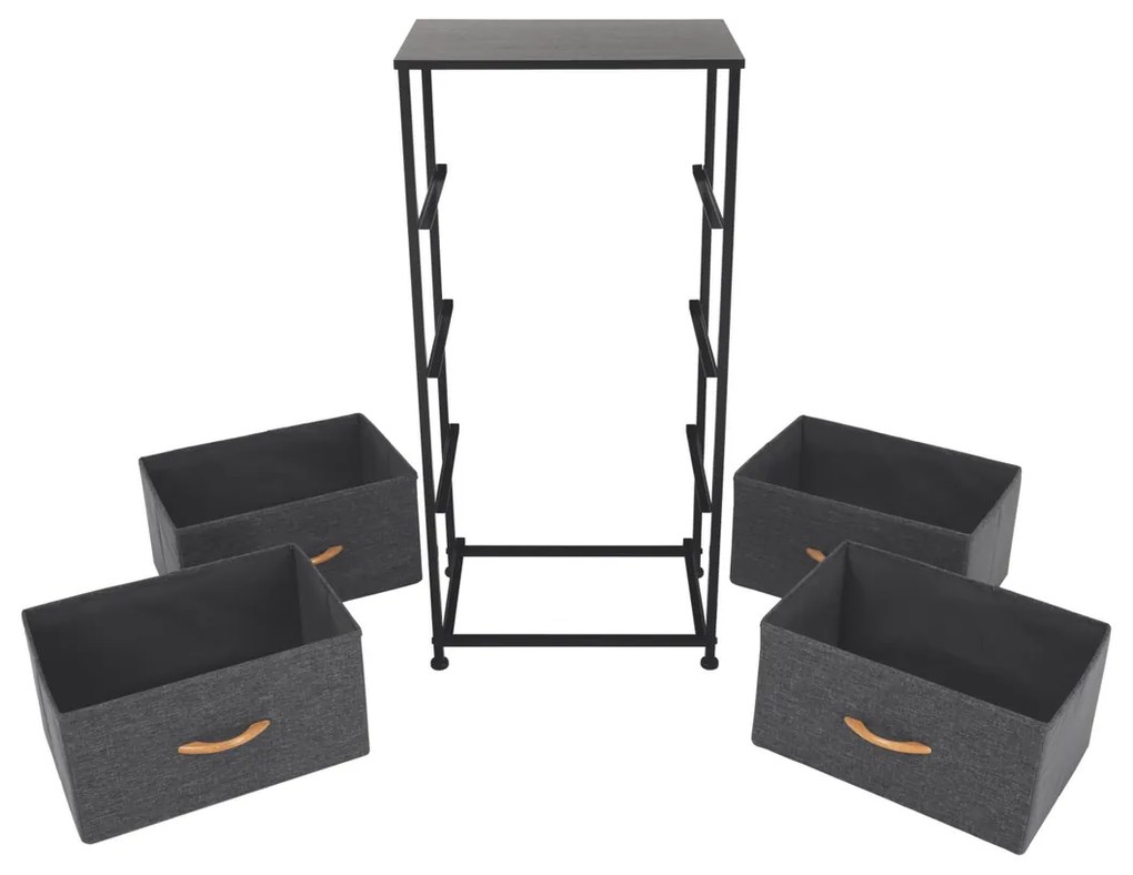 Comodă cu sertare din material textil PALMERA,negru