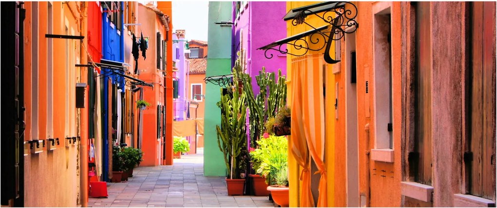 Tablou cu străduță colorata italiană (120x50 cm)