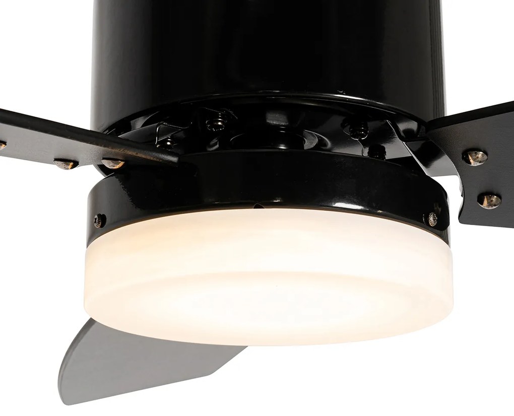 Ventilator de tavan de exterior negru 91,3 cm, inclusiv LED cu dimmer cu telecomandă IP44 - Toledo