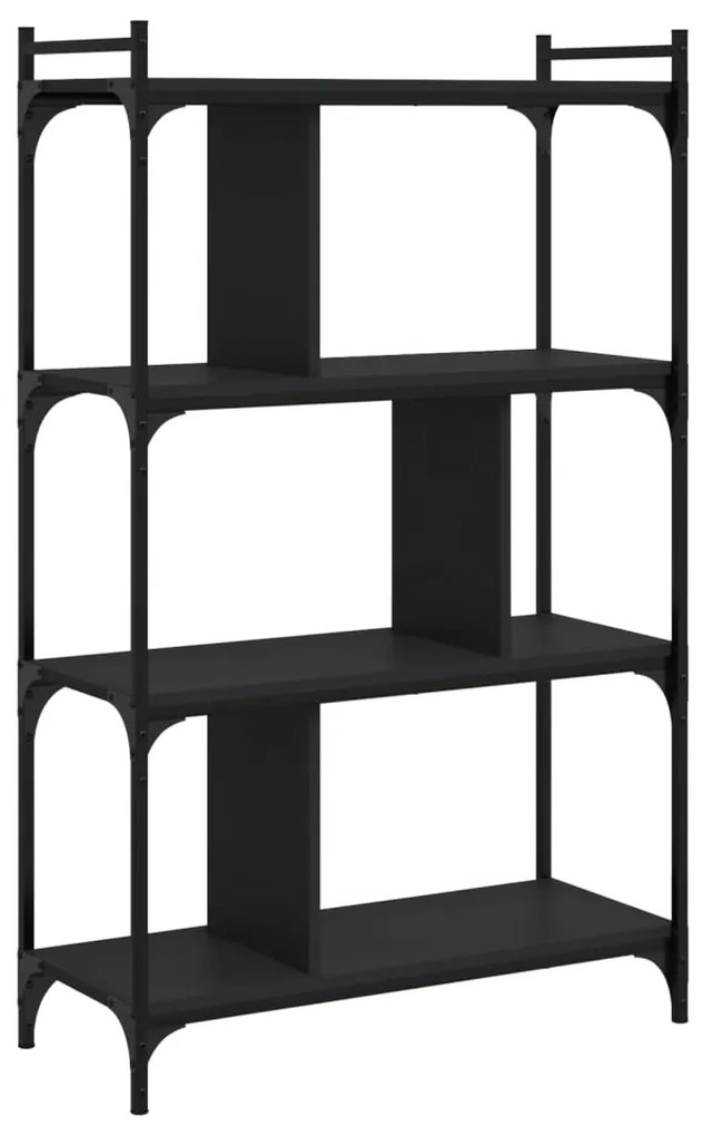 833935 vidaXL Bibliotecă cu 4 niveluri, negru, 76x32x123 cm, lemn prelucrat