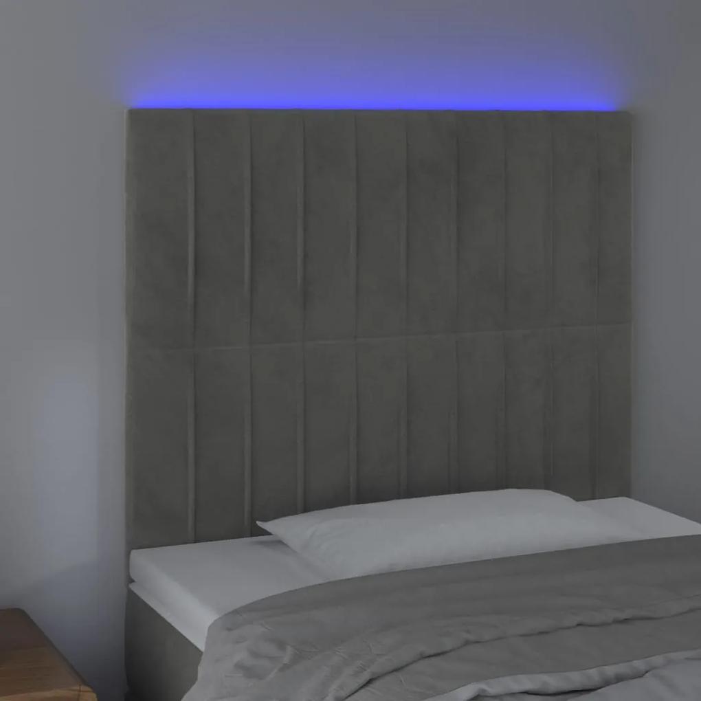 Tablie de pat cu LED, gri deschis, 80x5x118 128 cm, catifea 1, Gri deschis, 80 x 5 x 118 128 cm