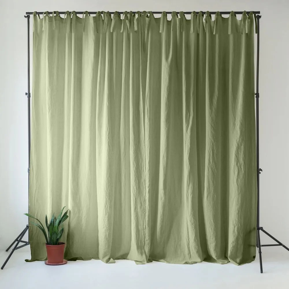 Draperie verde-deschis din in 140x300 cm Sage – Linen Tales