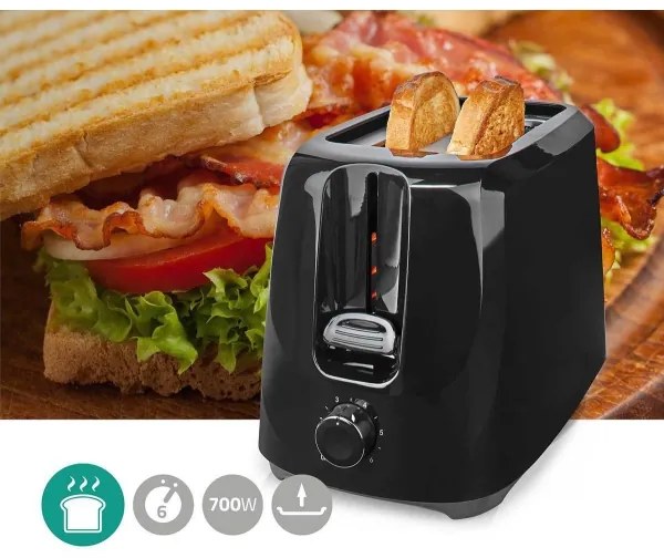Prăjitor de pâine cu două fante Nedis KABT150EBK 700W/230V negru