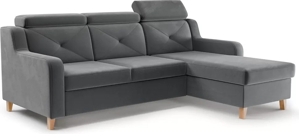 Colțar extensibil Laksaro pe dreapta - catifea gri Jasmine 96